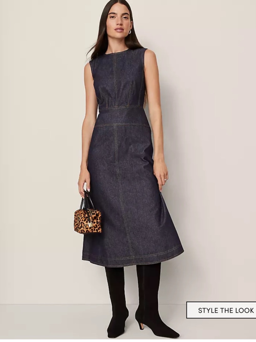 Ann Taylor Weekend Collection Crew Neck Flare Midi Dress Size 0